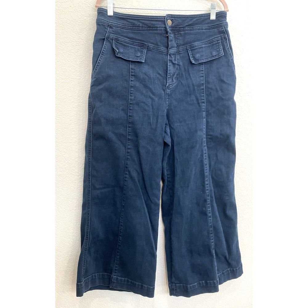 Women's Pilcro Wide Leg Jeans 32‎ High Rise Anthropologie Dark Wash Denim Preppy